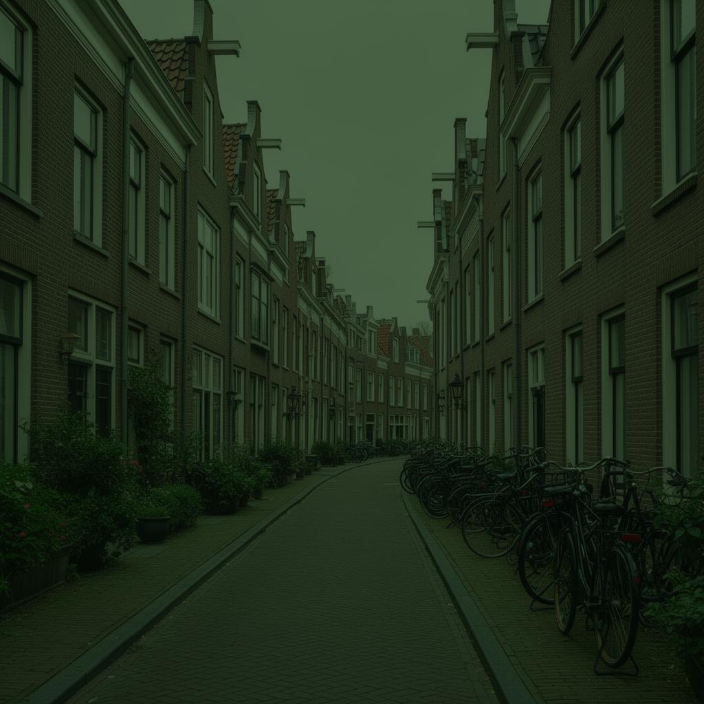 Nederlandse straat met rijtjeshuizen in Amsterdam